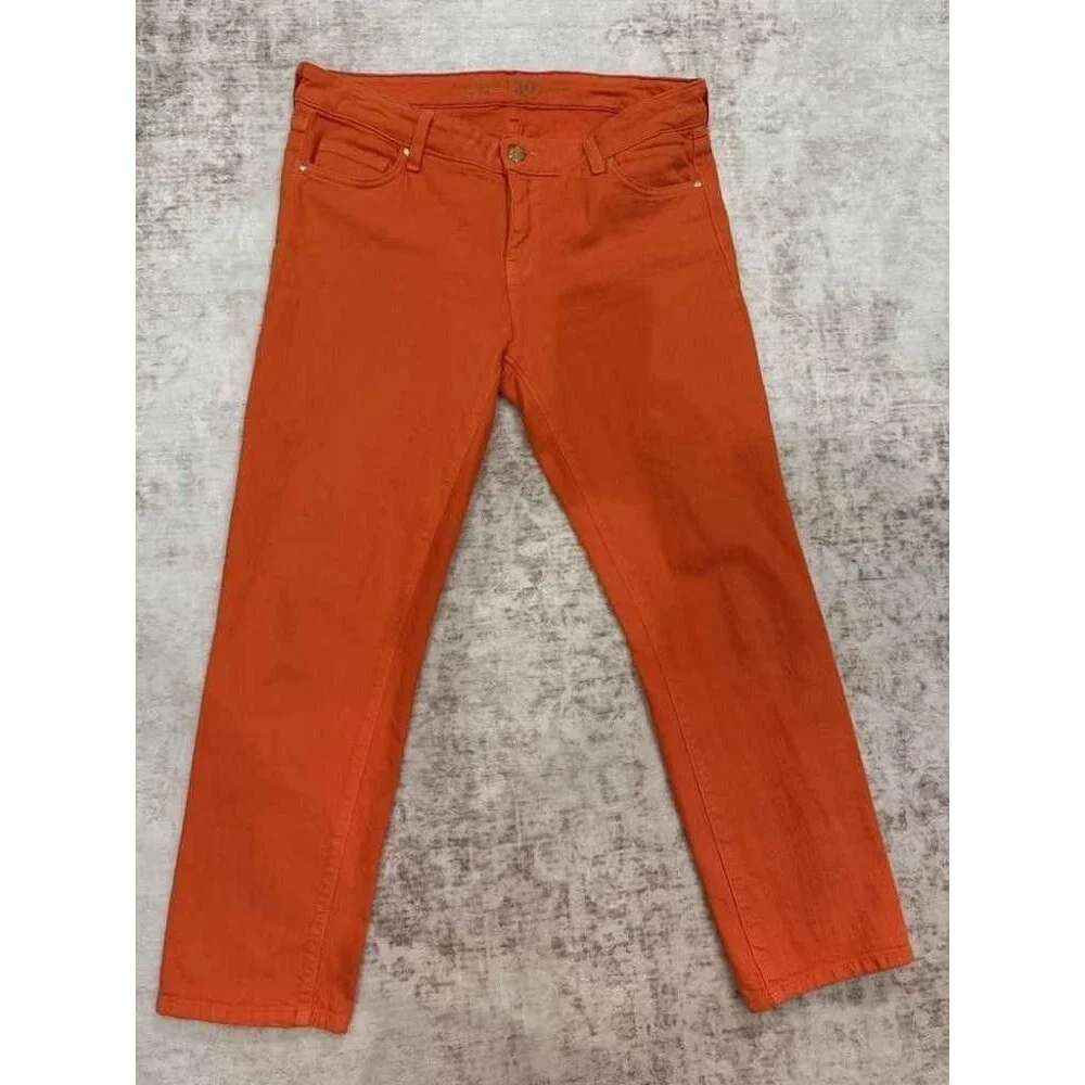 Kate Spade Perry Street Straight Jeans Womens 30 Orange Stretch Made in USA Gold